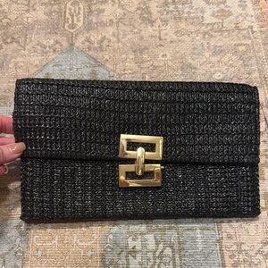 Elegant Black Clutch with Gold Accent